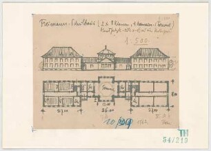 Fischer, Theodor; München; Bayerische Geschützwerke - Schulhaus (Grundriss, Ansicht)