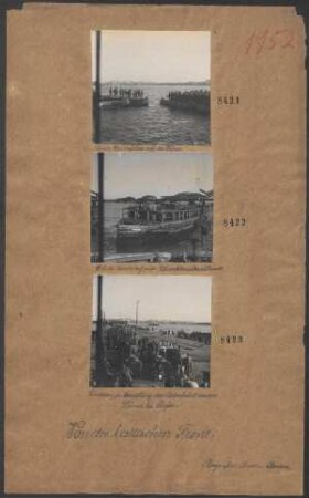 Truppen in Erwartung der Überfahrt an der Düna bei Riga