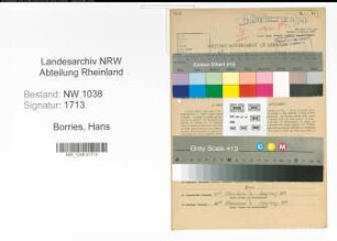 Entnazifizierung Hans Borries , geb. 29.10.1887 (Bergobersekretaer)
