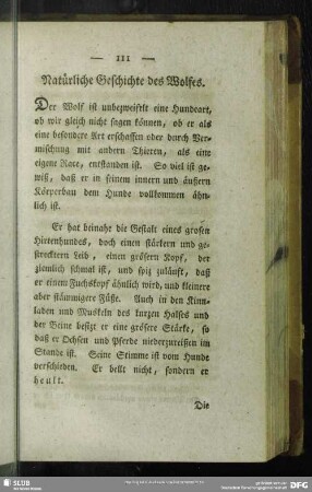 Natürliche Geschichte des Wolfes