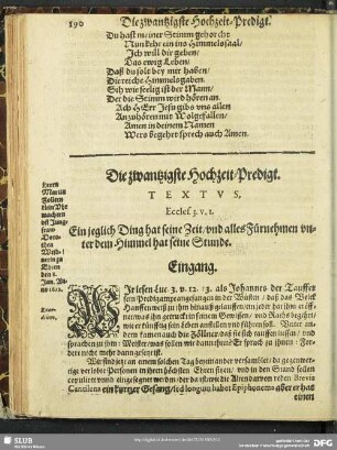 Die zwantzigste Hochzeit-Predigt