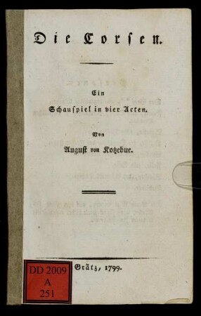 Die Corsen : Ein Schauspiel in vier Acten