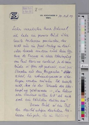 Brief an Richard Dehmel