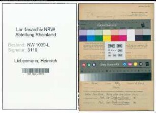 Entnazifizierung Heinrich Liebermann , geb. 04.03.1917 (Schlosser)