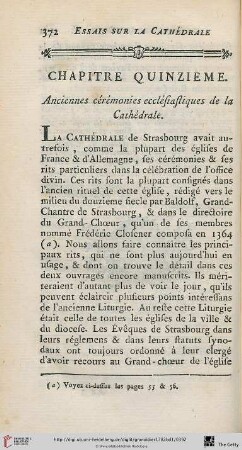 Chapitre quinzieme: Anciennes cérémonies ecclésiastiques de la Cathédrale