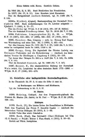 11. Geistliche oder halbgeistliche Herrschaftsgebiete
