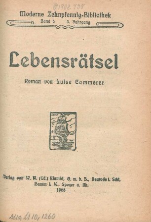 Lebensrätsel : Roman
