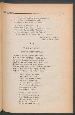 Tristeza : (Tango sentimental)
