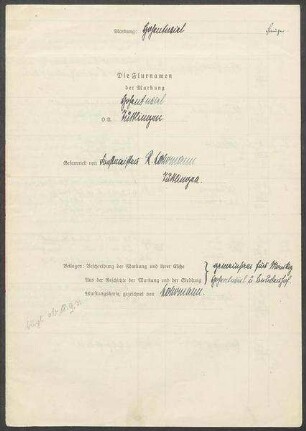 4 Fragebogen und Karte Hohentwiel, mit Bruderhof, OA Tuttlingen
