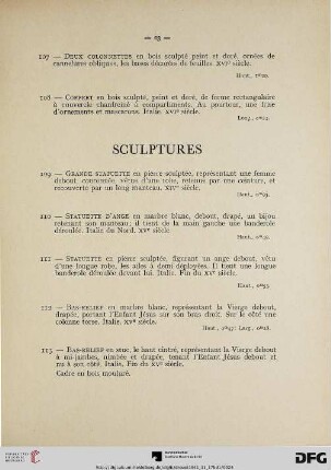 Sculptures (Nr. 109-136)