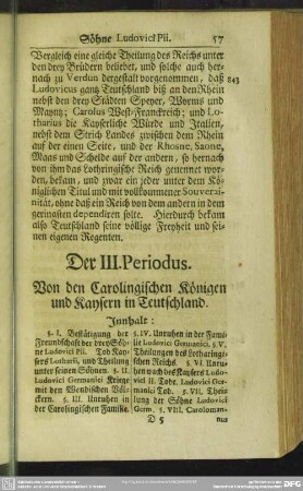 Der III. Periodus. Von den Carolingischen Königen und Kaysern in Teutschland