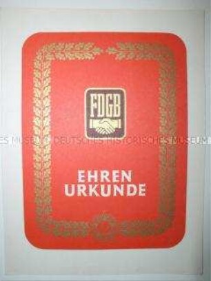 FDGB-Ehrenurkunde für 50jährige Mitgliedschaft in den Gewerkschaften (blanko)