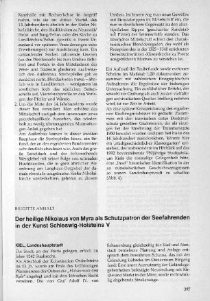 Der heilige Nikolaus von Myra als Schutzpatron der Seefahrenden in der Kunst Schleswig-Holsteins V