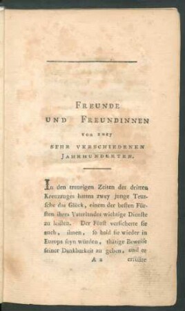 Freunde Und Freundinnen Von Zwey Sehr Verschiedenen Jahrhunderten.