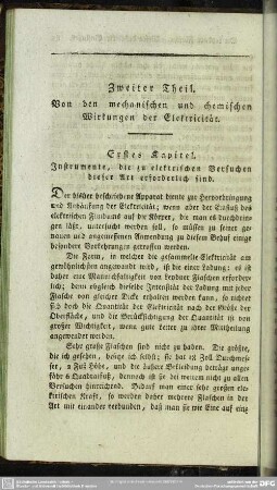 Zweiter Theil. Von den mechanischen und chemischen Wirkungen der Elektricität