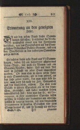 Erinnerung an den geneigten Leser