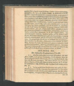 Membr. III. De subiecto Exaltationis Christi.