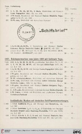 Ausländische Marken mit deutschen Schiffspostenwertungen (Nr. 442-450)