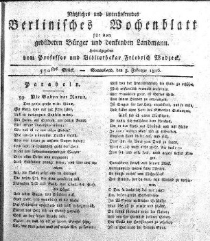 370stes Stueck, 3. Februar 1816