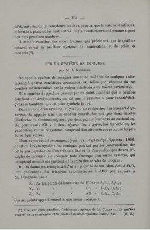 Sur un système de coniques.