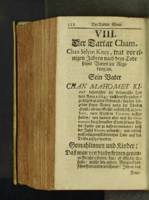 VIII. Der Tartar Cham.