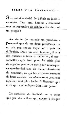 Idées d'un Voyageur.