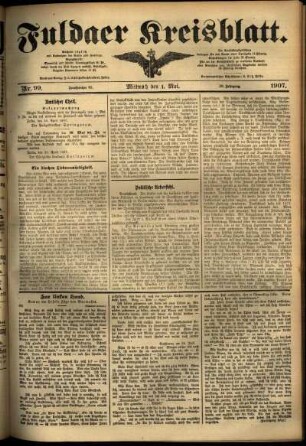 Ausgabe vom Mittwoch, den 01. Mai 1907.