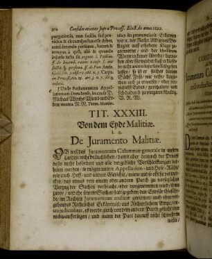 Tit. XXXIII. Von dem Eyde Malitiæ. [...]