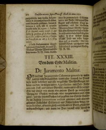 Tit. XXXIII. Von dem Eyde Malitiæ. [...]