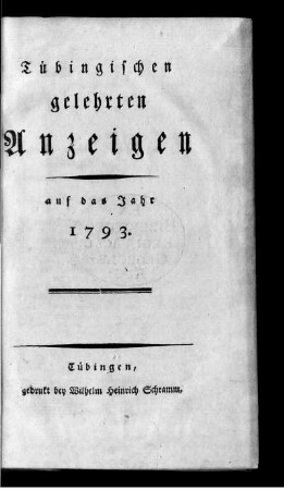 1793: Tübingische gelehrte Anzeigen