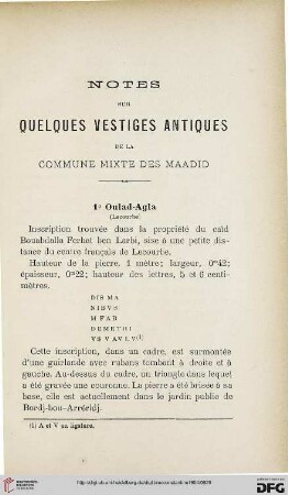 Sér. 4: Notes sur quelques vestiges antiques de la commune mixte des Maadid