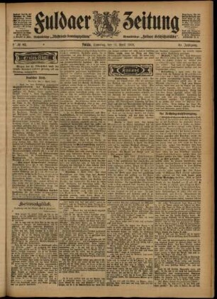 Erste Ausgabe vom Samstag, den 11. April 1903.
