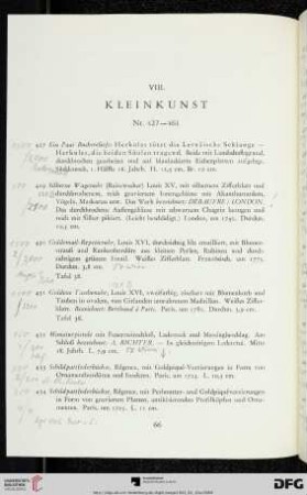 VIII. Kleinkunst (Nr. 427-461)