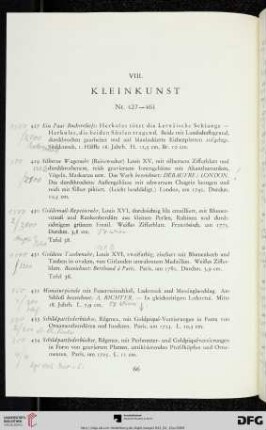 VIII. Kleinkunst (Nr. 427-461)