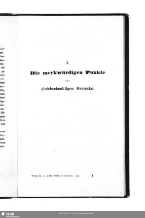 I. Die merkwürdigen Punkte des gleichschenkligen Dreickes