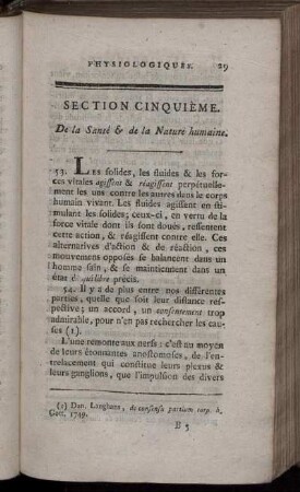 Section Cinquième. De la Santé & de la Nature humaine