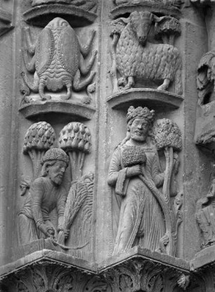 Königsportal — Nordwestportal — Archivolten mit Monatsdarstellungen und Tierkreiszeichen