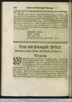 Drey und siebenzigste Predigt