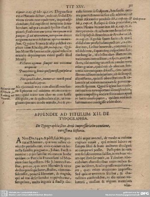 Appendix ad Titulum XII. de Typographia.
