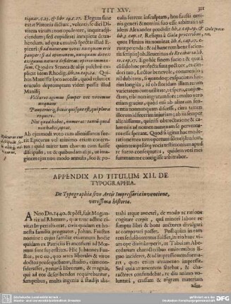 Appendix ad Titulum XII. de Typographia.