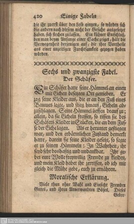 Sechs und zwanzigste Fabel. Der Schäfer