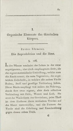 I. Organische Elemente des thierischen Körpers