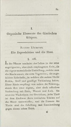 I. Organische Elemente des thierischen Körpers