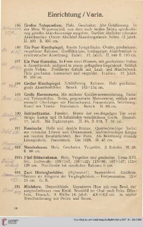 Einrichtung/Varia (Nr. 185-197)