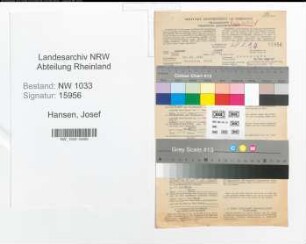 Entnazifizierung Josef Hansen , geb. 18.10.1892 (Polizeibeamter)