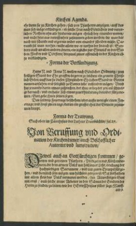 Von Beruffung und Ordination der Kirchendiener/ auch Bischofflicher Autoritet und Iurisdiciton/
