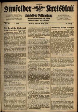 Erste Ausgabe vom Montag, den 19. März 1934.