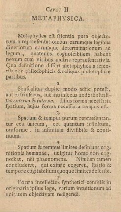 Caput II. Metaphysica.