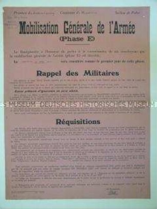 Maueranschlag zur Generalmobilmachung der belgischen Armee