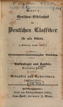 Anthologie aus Herder, 7. Gedanken und Aphorismen ; 2